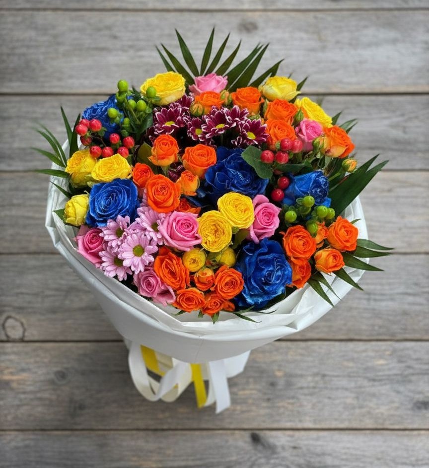 Букет цветов из: Розы и Хризантемы в Русско-Высоцкое