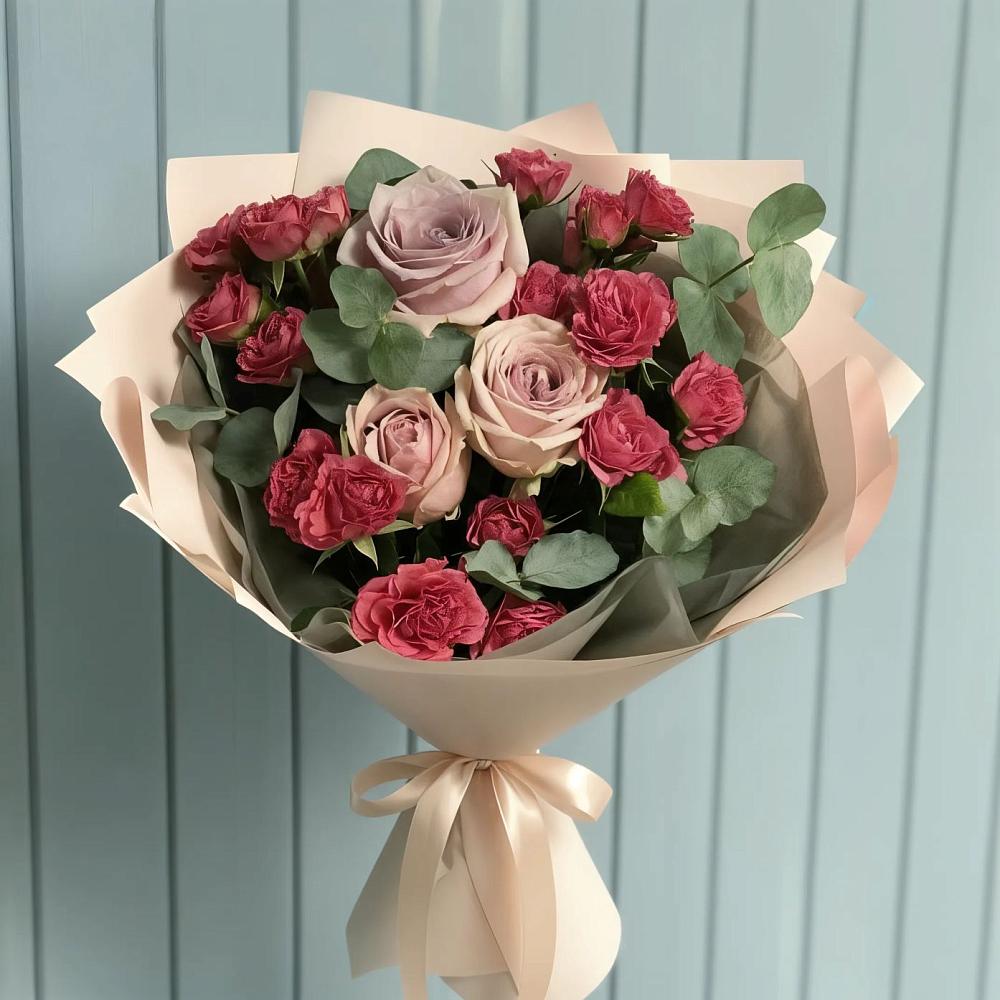 Букет цветов из: Гвоздики и Розы в Русско-Высоцкое