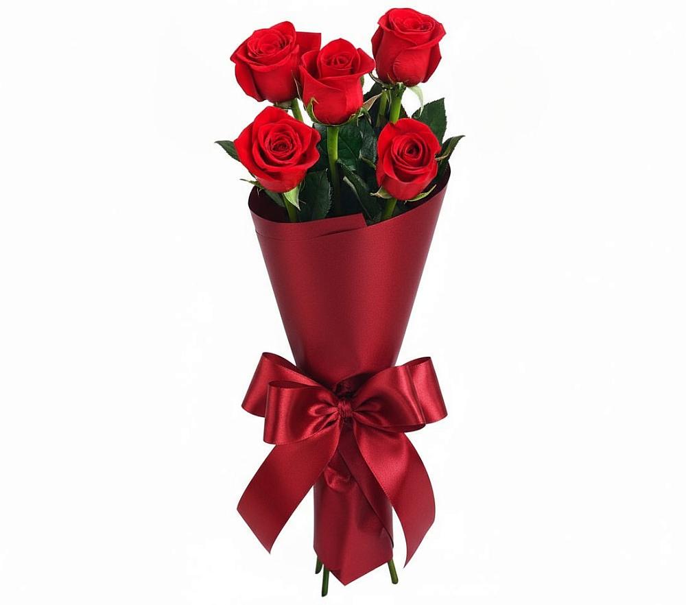 Букет 5 Красных роз Эдлесс Лав в Русско-Высоцкое