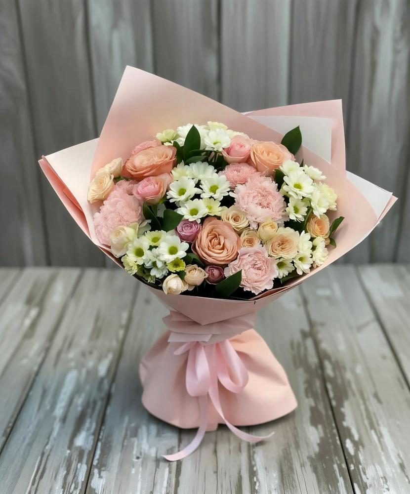 Букет цветов из: Гвоздики, Розы и Хризантемы в Русско-Высоцкое