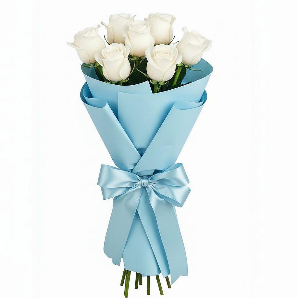 Букет 7 белых роз Проуд в Русско-Высоцкое