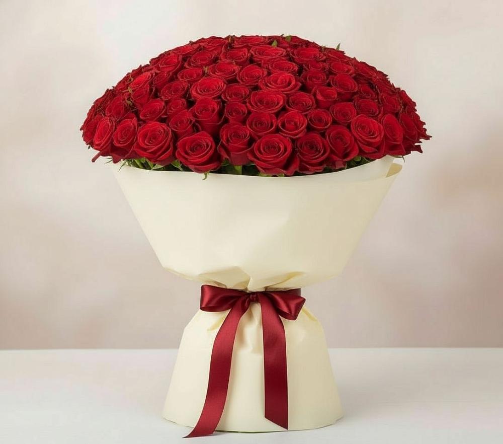 Букет 101 Красная роза Милано в Русско-Высоцкое
