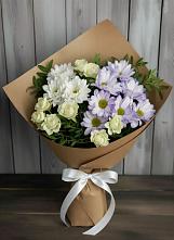 Букет цветов из:  Хризантемы и Розы в Русско-Высоцкое