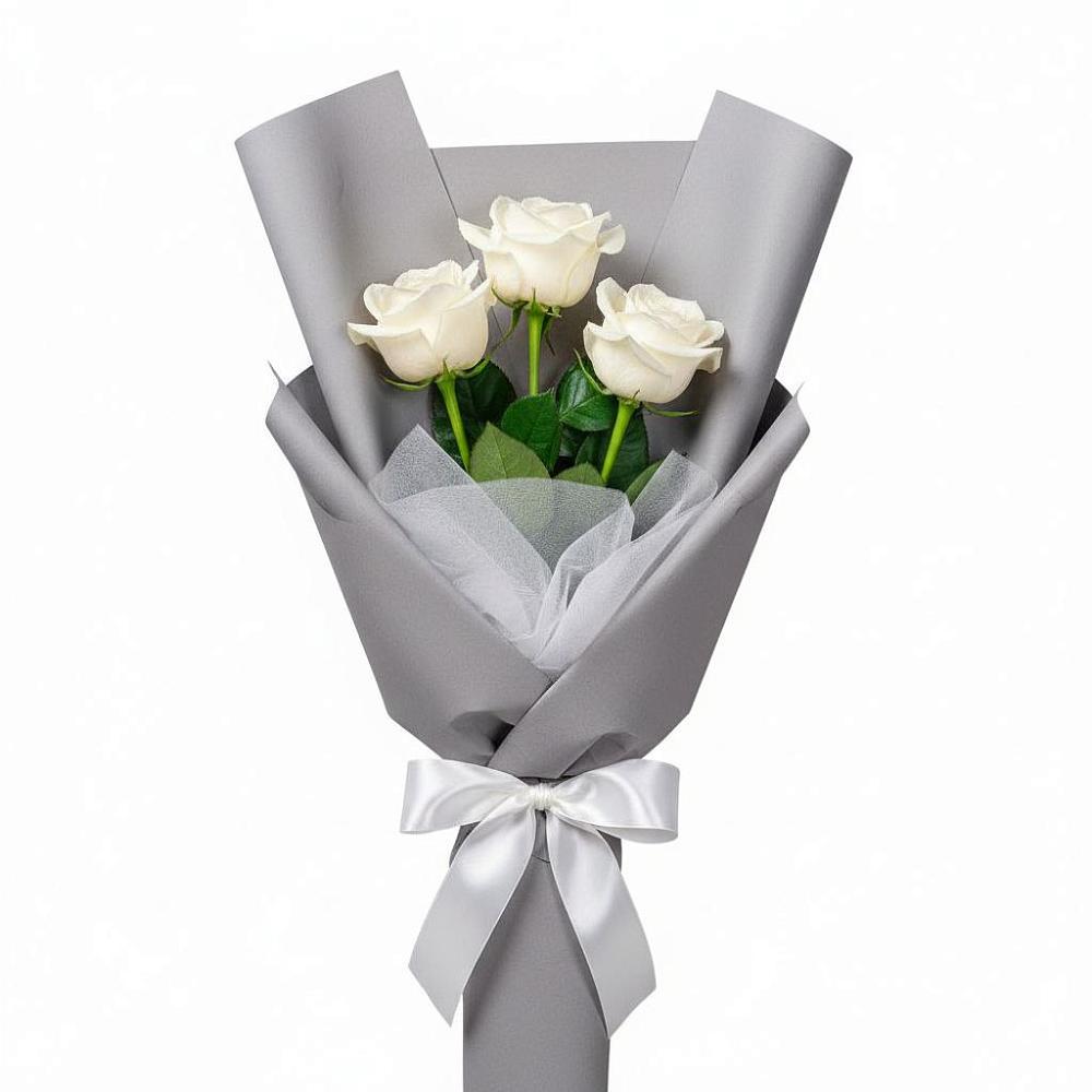 Букет 3 белые розы в Русско-Высоцкое