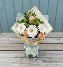 Букет цветов из:  Герберы, Розы и Хризантемы в Русско-Высоцкое