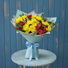 Букет цветов из:  Альстромерии и Хризантемы в Русско-Высоцкое