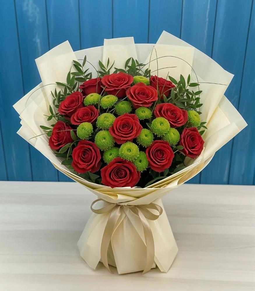 Букет цветов из: Розы и Хризантемы в Русско-Высоцкое